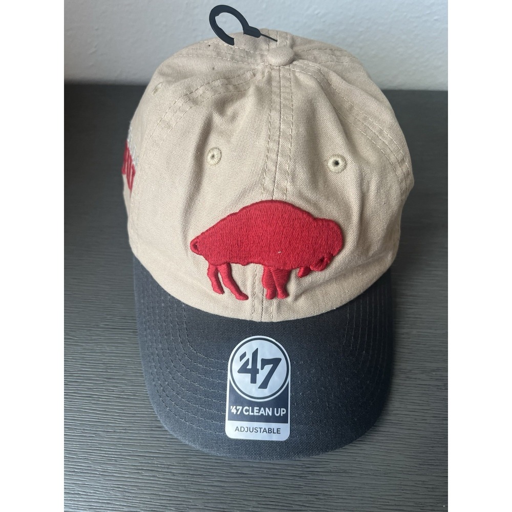 Buffalo Bills 47 Men's Khaki/Charcoal Ashford Clean Up Adjustable Hat NWT